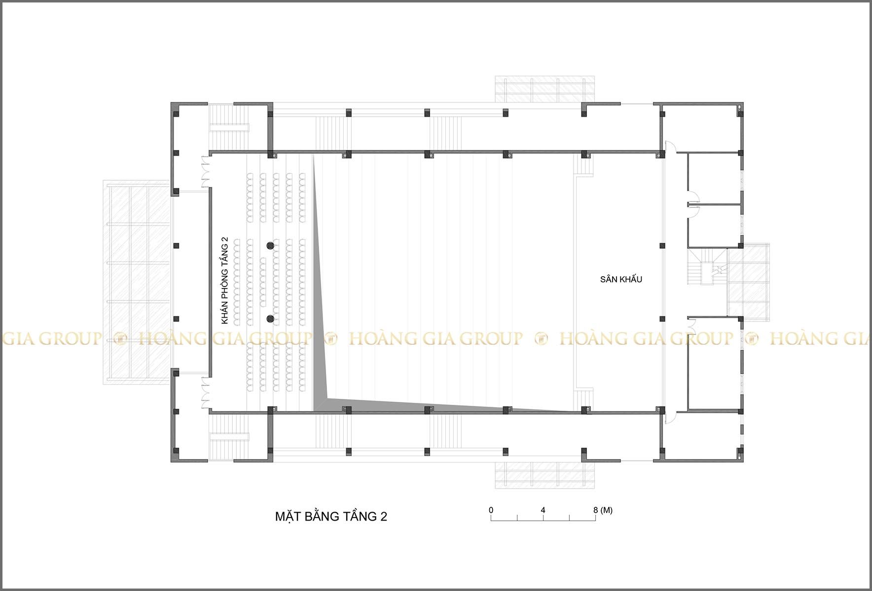 11ht01, mặt bằng hội trường tầng 2, 180 chỗ.