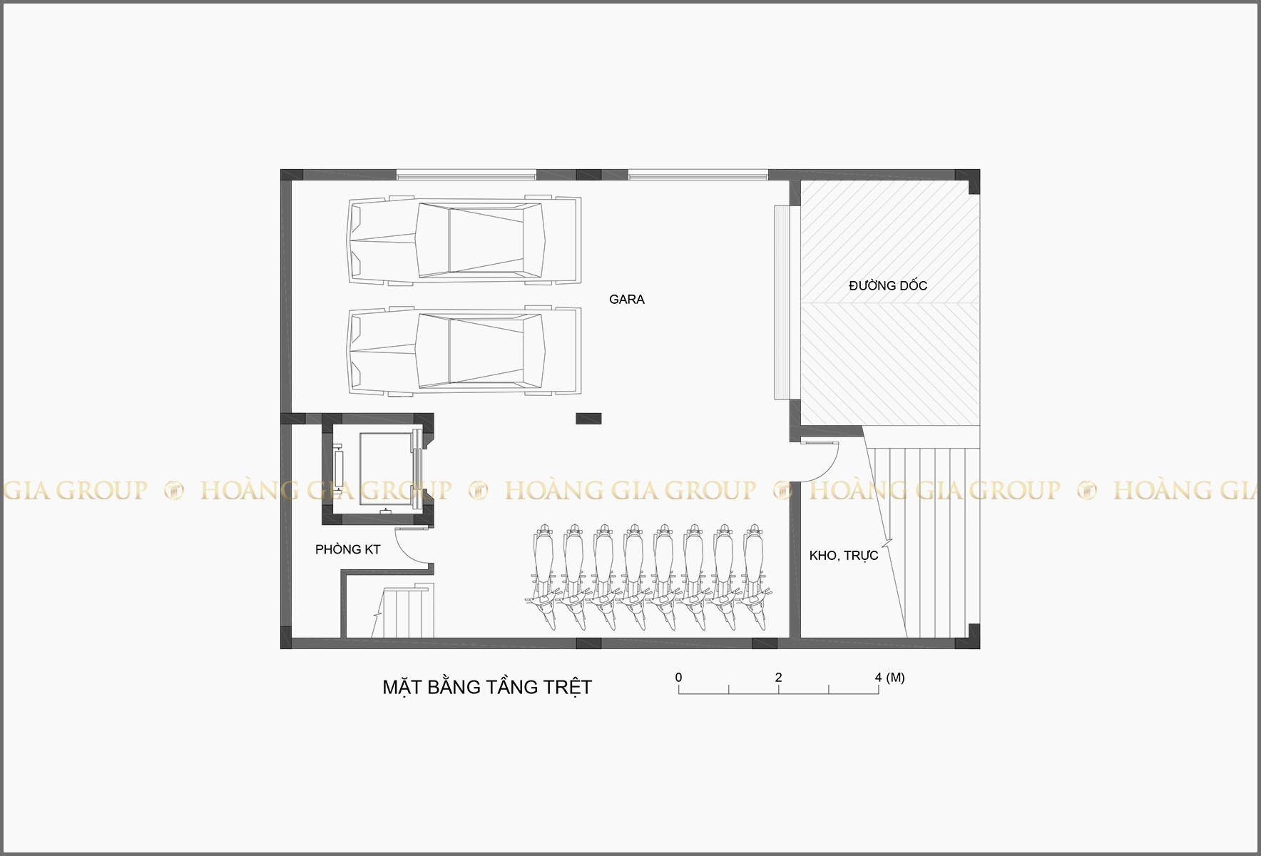 11vp01-1, Mặt bằng tầng trệt – gara để xe.