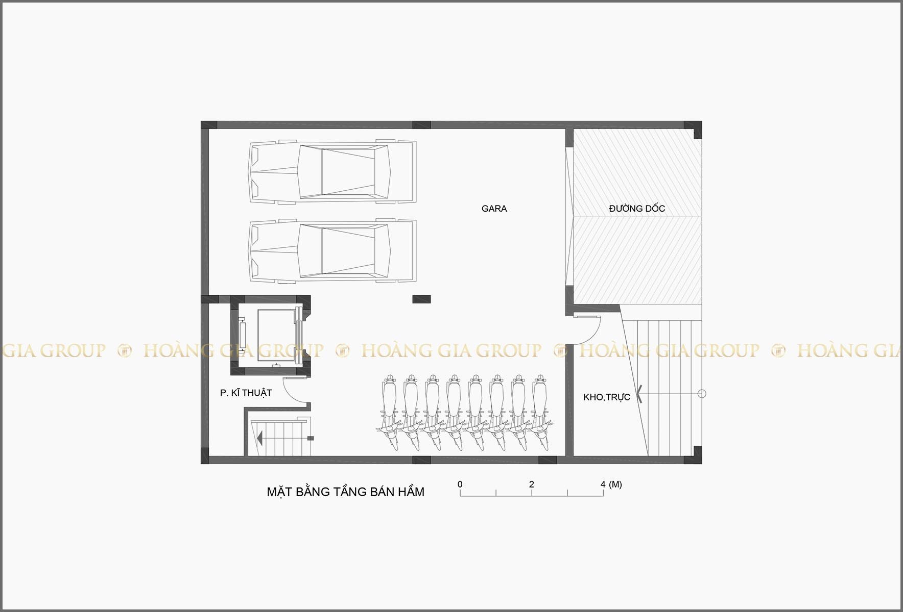 11vp01-2, Mặt bằng tầng hầm – Gara ô tô, xe máy.