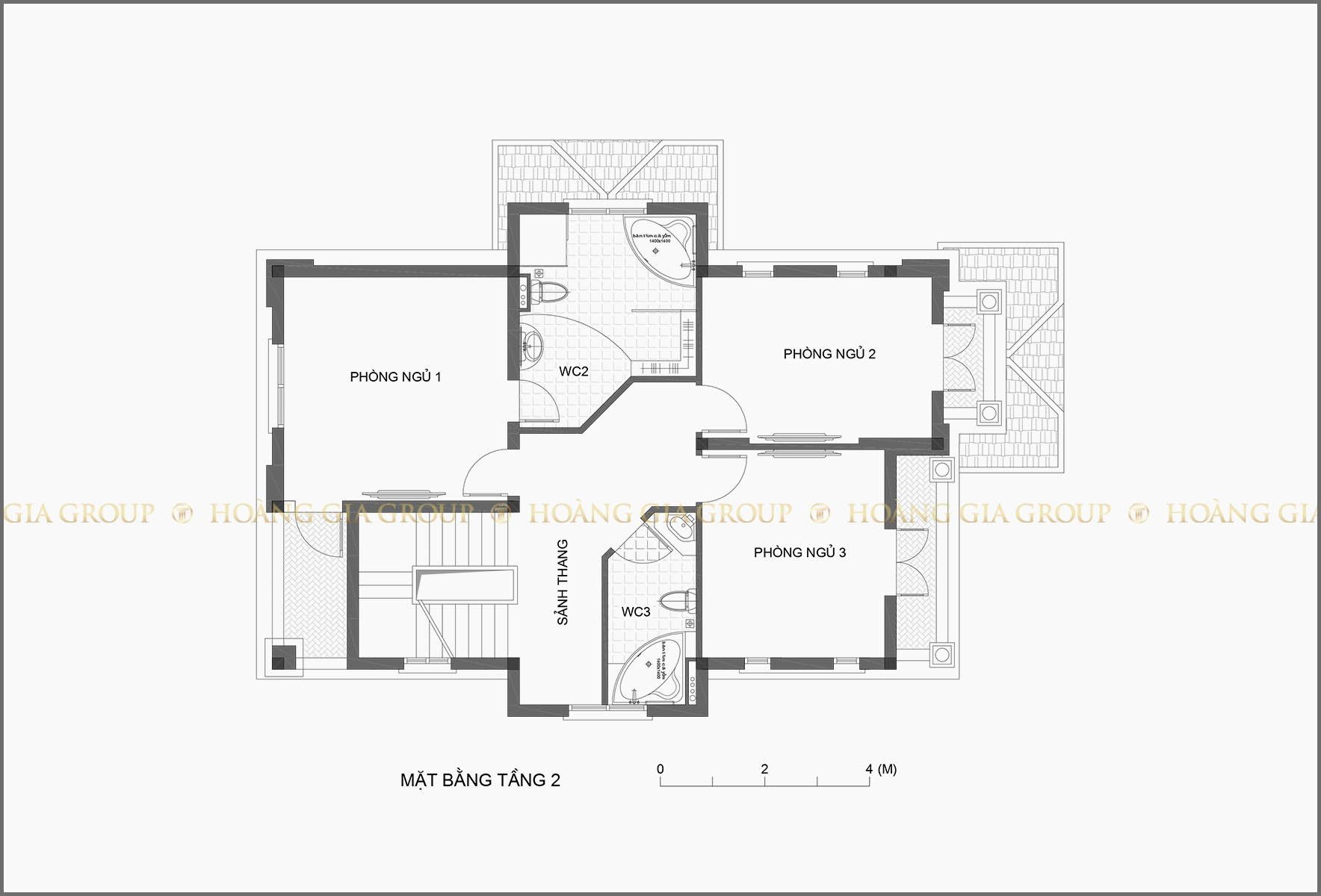 13bt01, Mặt bằng tầng 2 – phòng ngủ 1,2,3.