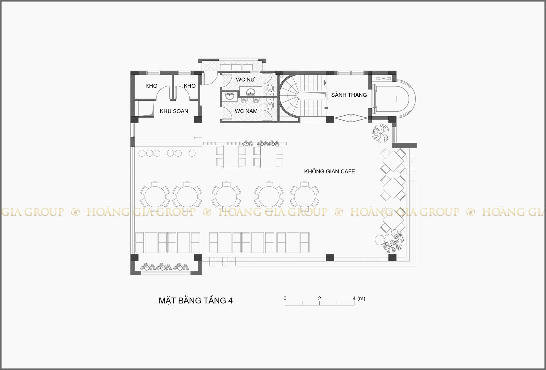 13nh01, Mặt bằng tầng 4 – không gian quán cafe.