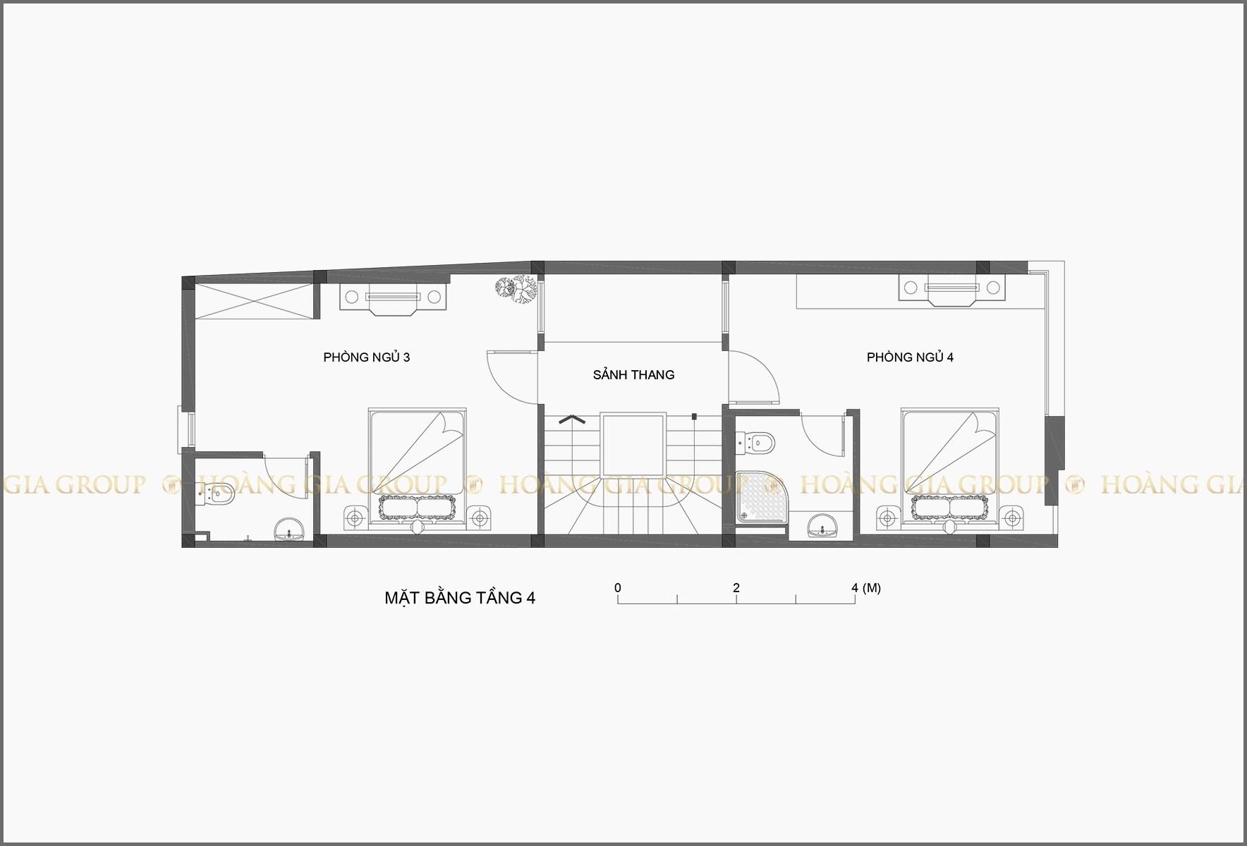 14np01, Mặt bằng tầng 4 – phòng ngủ 3,4.