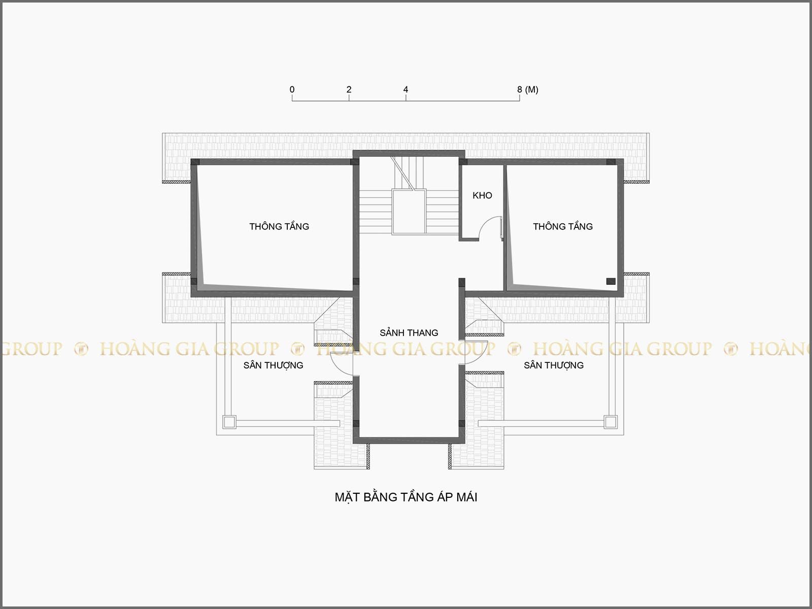 16bt09-1, Mặt bằng áp mái – kho, sảnh thang, sân thượng.