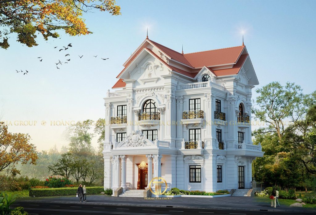 19bt02, Biệt thự mái thái phong cách cổ điển, 4 tầng, 190m2.