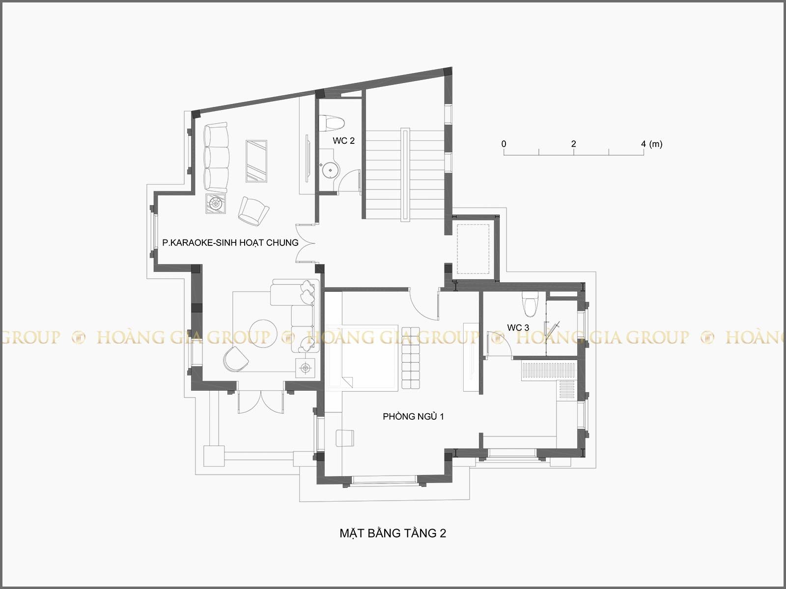 20bt10-1, Mặt bằng tầng 2 – phòng sinh hoạt chung, ngủ 1.