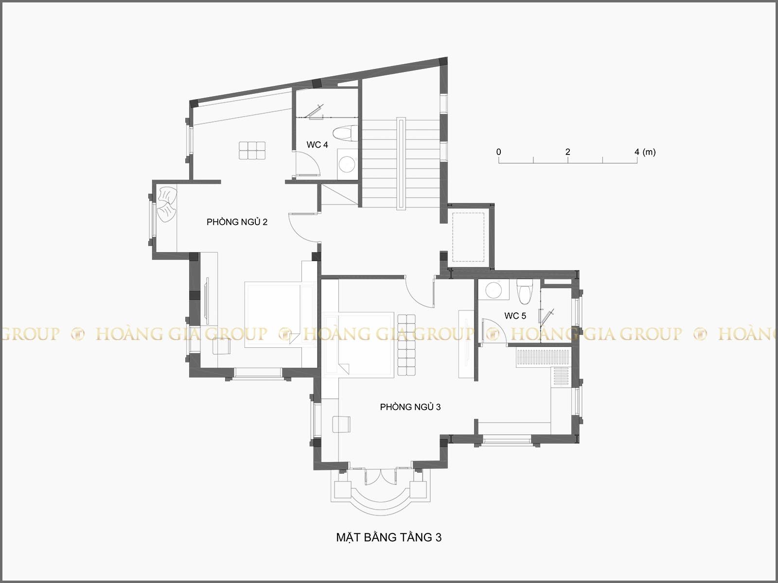 20bt10-1, Mặt bằng tầng 3 – phòng ngủ 2,3.