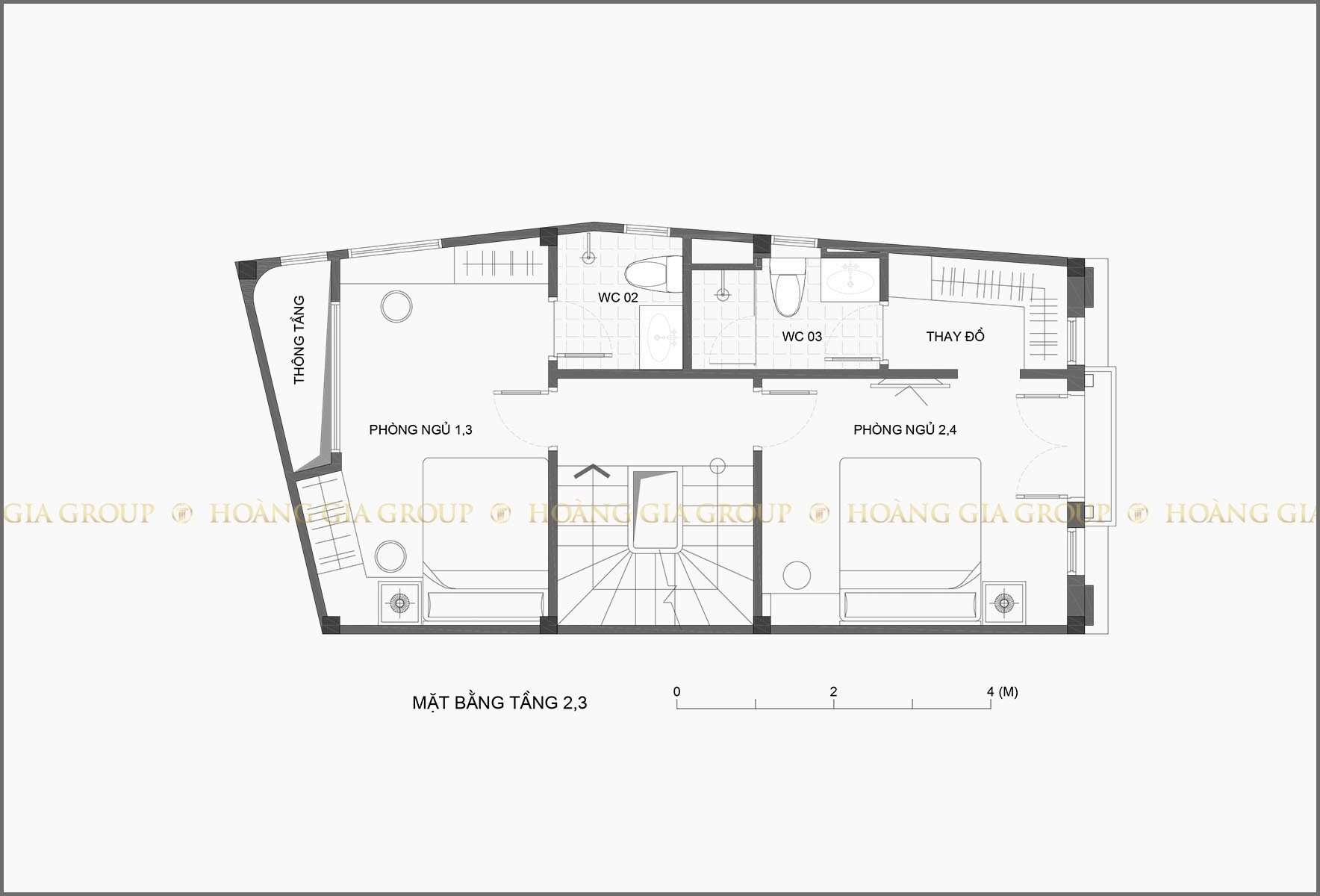 20np05, Mặt bằng tầng 2,3 – phòng ngủ 1-4.