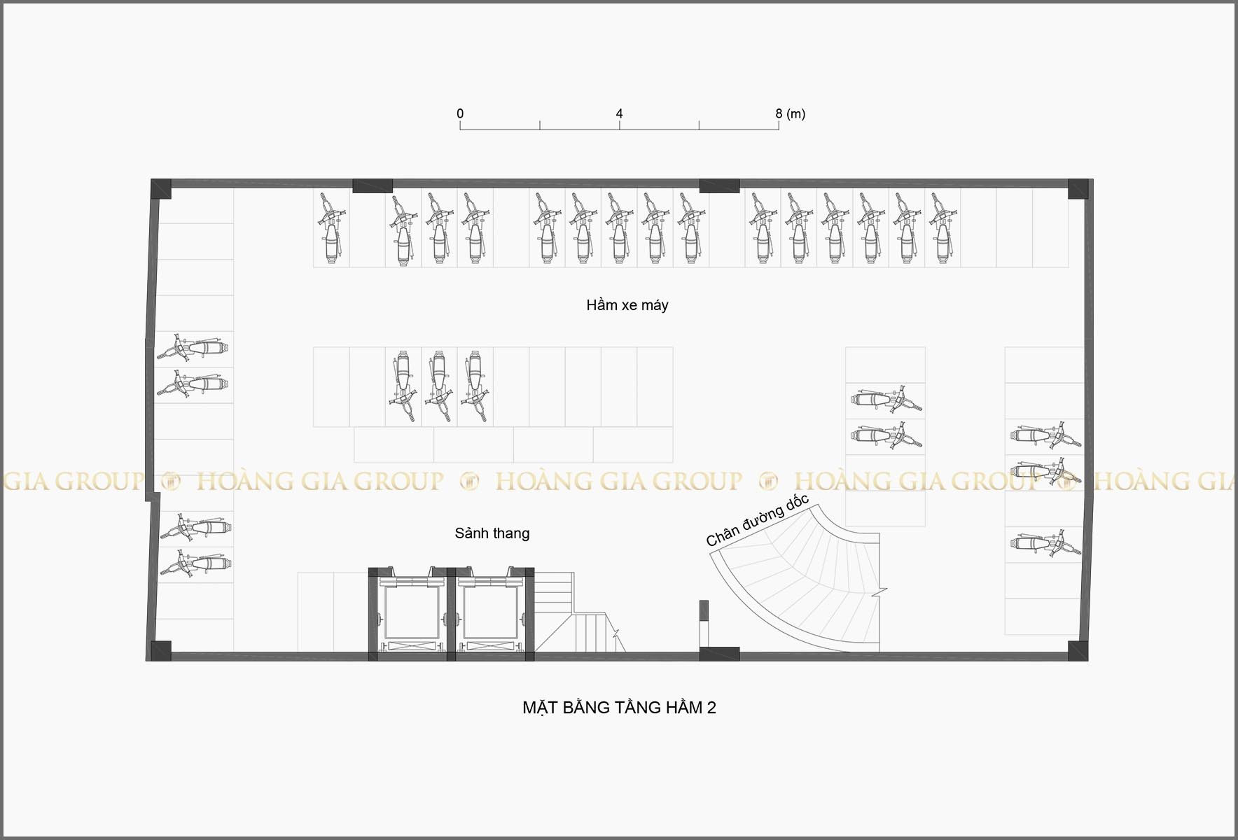 22vp02, Mặt bằng tầng hầm 2 – Gara để xe máy.