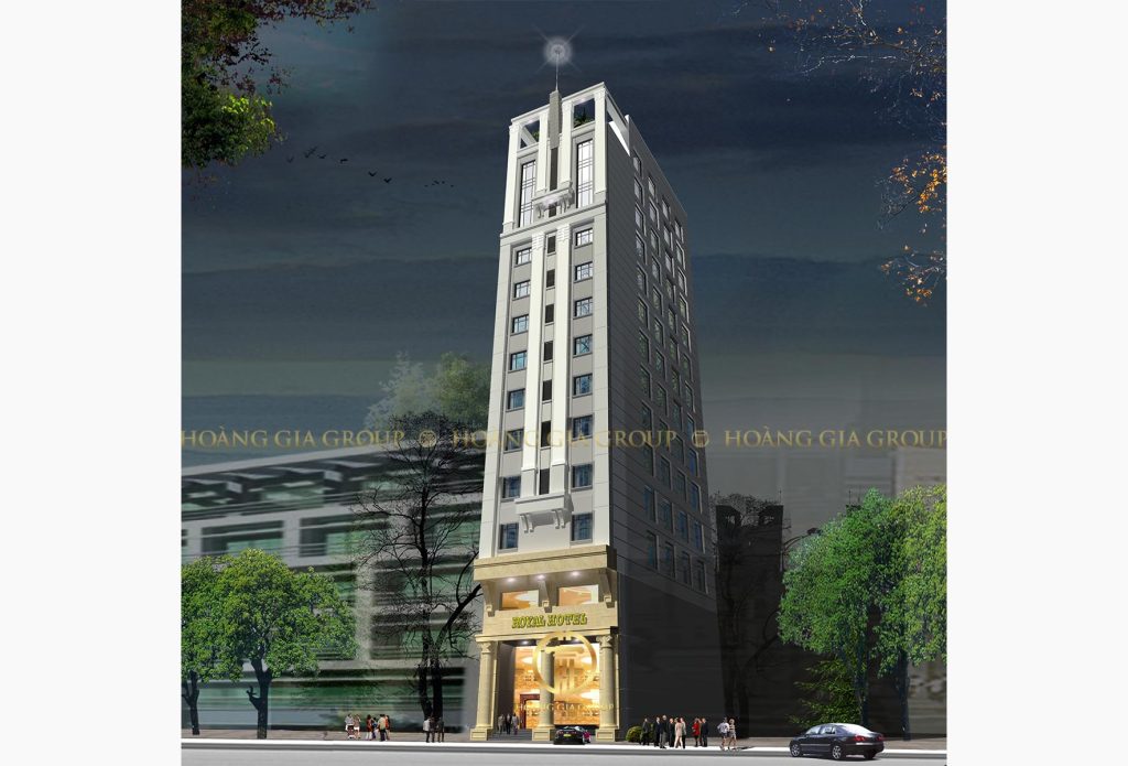 Khách sạn 14 tầng, diện tích 210m2, kiến trúc Pháp.